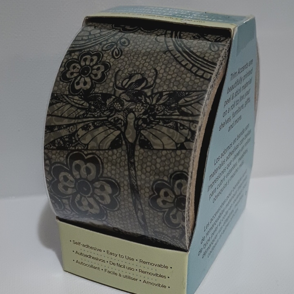 Decorative Dragonfly Floral Washi Tape - Black Pattern